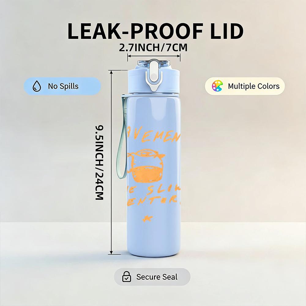 1PC All them witches dark band text print 750ml colorful plastic sports water bottle leakproof pop up lid with straw for outdoor work home use