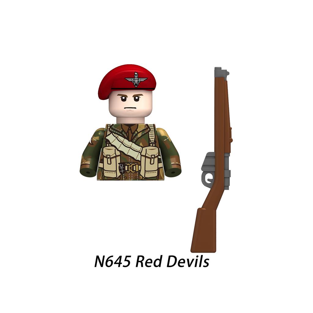 Brytyjski Żołnierz z Karabinem Maszynowym Żołnierz Wojskowy Mini Figurki Modele Zabawki dla Dzieci Klocki Budowlane Prezent Chłopcy Dziewczynki