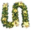 9FT Christmas Decoration Rattan Front Door Hanging Garlands Rattan Xmas Wreath for Mantel Stairs Home Indoor Outdoor Decor