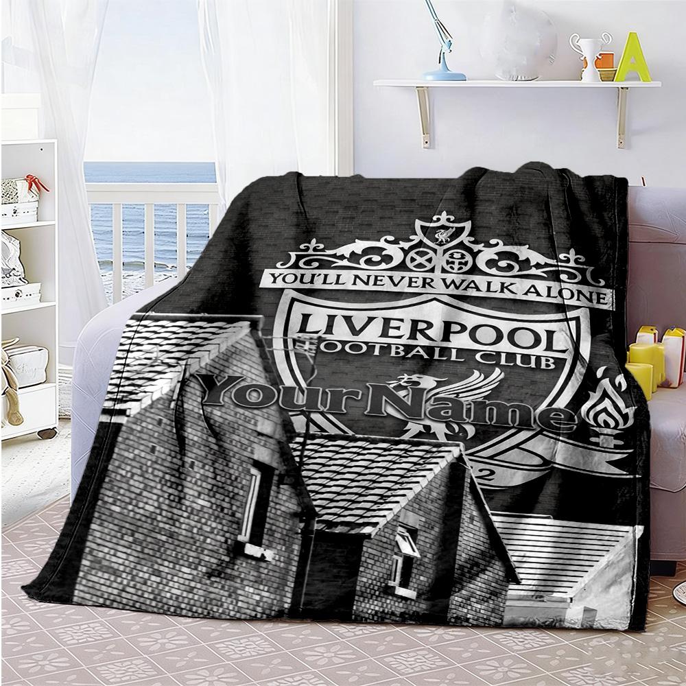Liverpool Personalized Text Blanket Multi-purpose Customizable Blanket Durable Comfort Versatile for Office Chair Picnics Sofa All-Season Use