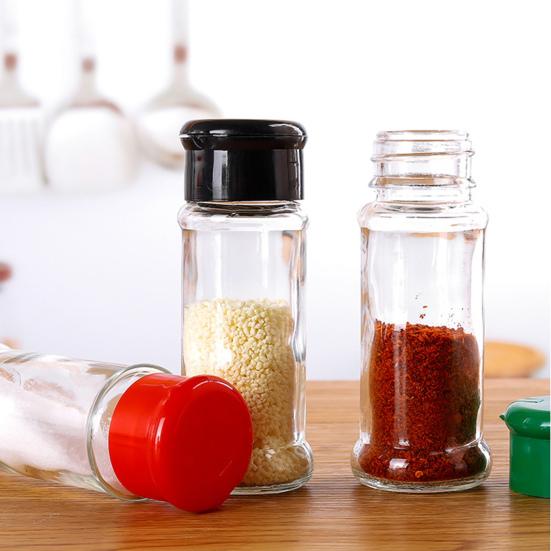 Kořenka s víčkem Průhledná Odnímatelná Znovu použitelná Plnitelná Multifunkční 4 barvy Malé nalévací otvory Nádobka na koření Kuchyňské doplňky