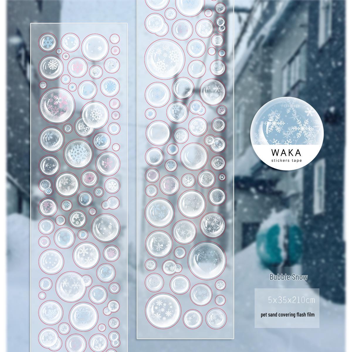 Waka Wakakara ПЭТ-стикеры для журнала в рулоне: Ультратонкая лента с глиттером в стиле Фэйр-Айл и песочным эффектом, с высечкой  Пузырьки