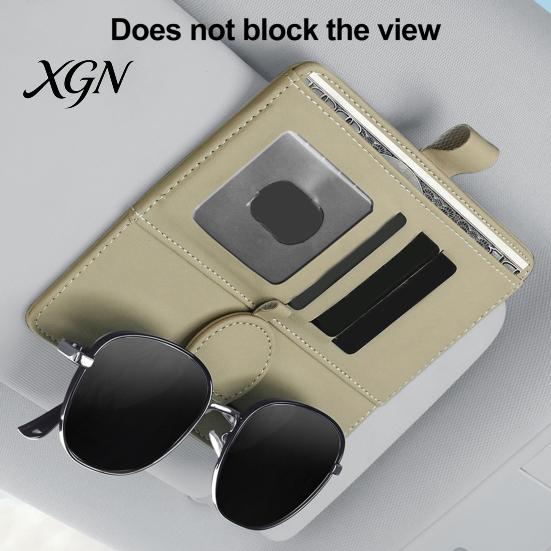 Car Visor Mount for Glasses Sun Holder, Eye Clip Organizer Driving Eyeglass Hanger Vehicle, Multi Functional Storage Pouch Sunglasses, Ticket