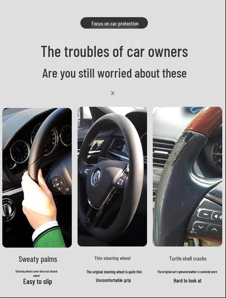 Genuine Leather Suede Steering Wheel Cover for Baojun 530/730 (2017-2021) - Hand-Stitched and Fully Wrapped.