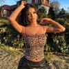 Wind women's clothing summer new fashion printing sexy exposed button leopard print tube top women's sling vest