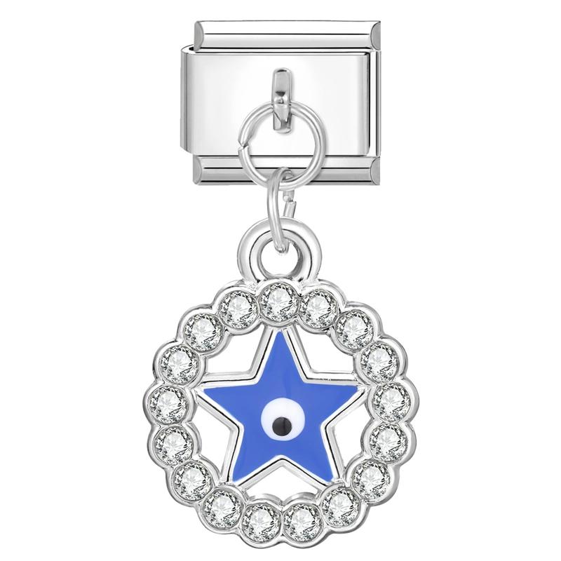 Zale Charm Italian Albastru Carouri Fluture Ochi de Diavol Flori Pisică Inimă Se Potrivesc Brățară Oțel Inoxidabil 9mm Femei DIY Făcut Cadouri