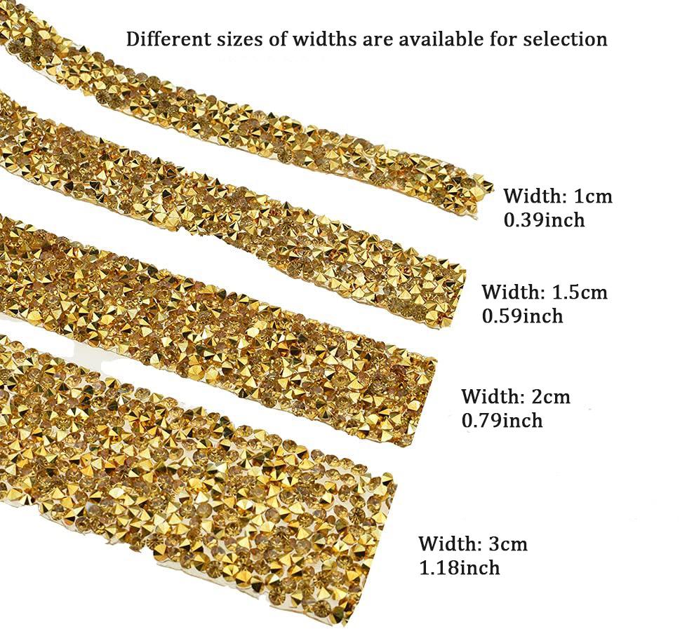 10Yards Crystal Rhinestone Ribbons Roll Diamond Sparkling Banding Belt Wrap Wedding Party Crafts Self-Adhesive DIY Decorations