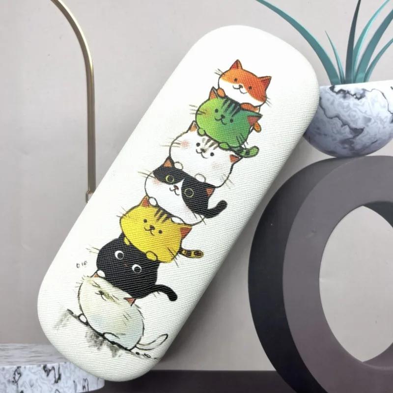 Cute Round-Headed Cat-Themed Contact Glasses Case Stylish and Convenient for Storing Prescription Sunglasses Glasses Storage Box