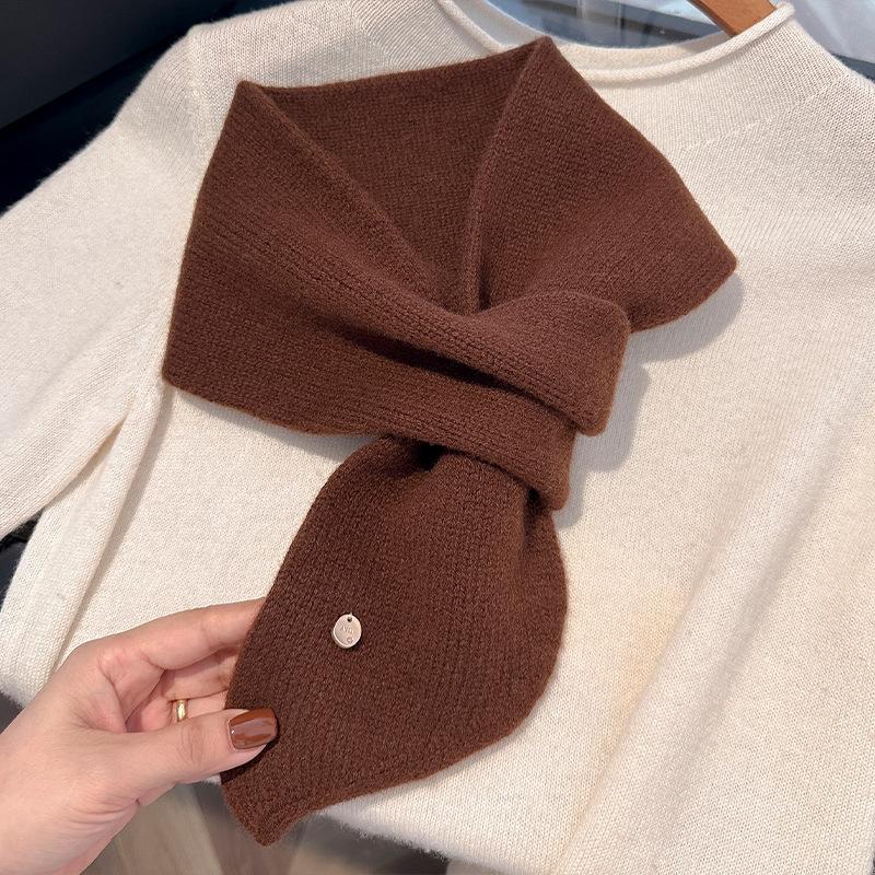 Exquisite Wool Knitted Scarf  Winter Warm Soft Solid Color Scarf Fashion Versatile Shawl