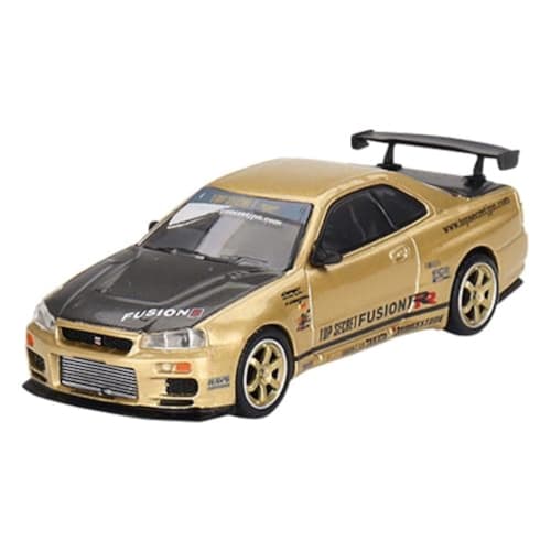 MINI GT 1/64 Scale Nissan Skyline GT-R R34 Top Secret Gold Right-Hand Drive Japan Exclusive Finished Product