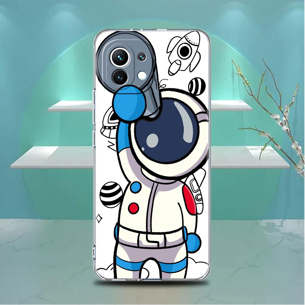 Süße Astronauten Klare Hülle Für Xiaomi Mi Poco X3 NFC M3 Pro F3 F1 11 Lite 12 Note 10 11T 9T Transparente Handyhülle