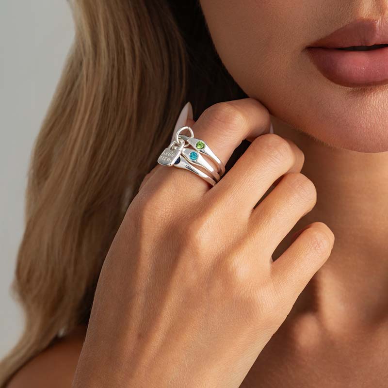 S/Set Vintage Copper Color Geometric Finger Rings For Women Fashion Metal Zircon Letter Pendant Rings Party Jewelry Gifts