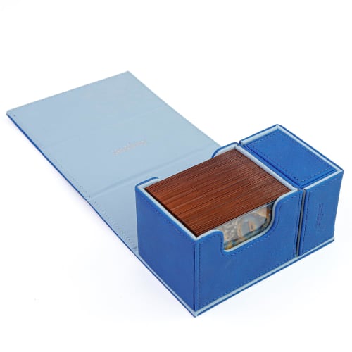 Magnetic TCG Card Deck Box, Moon Rabbit Changgae Printed Card Storage Case, Protective Case for Over 200 Standard Cards (Blue)