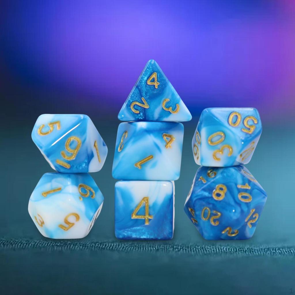 7 Pieces Acrylic Polyhedral Dice Board Games, Multi-Sided Dice, Gaming for Parties