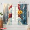 2pcs,2D Plane Printing Popular Curtains Cute Snowman Winter Flowers (2) Durable 100% Polyester Fabric (without Rod) Decorations
