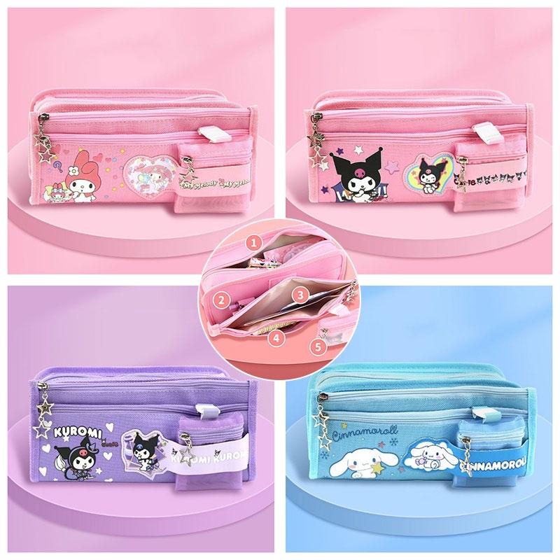 Sanrio Melody Kuromi Canvas Pencil Case Coin Purse For Students