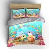 Underwater Animal Friends Gathering Print Bedding Set 1 Duvet Cover 2 Pillowcases For Adult And Children Luxury Gift Full Size