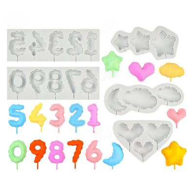Number Lollipop Silicone Sugarcraft Mold Heart Star Cloud Fondant Chocolate Molds Resin Tools Mousses Cupcake Decorating Tools