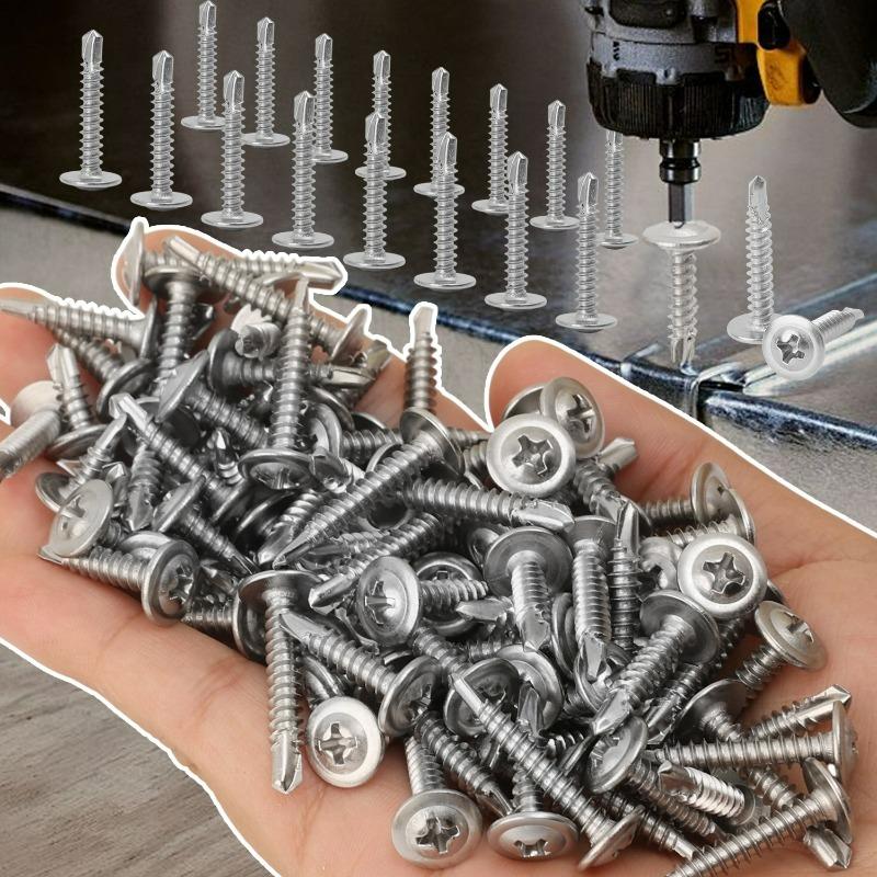 20-200Pcs Metal Self-Tapping Screws with Quick-Tapping Thread for Automotive Furniture No Pre-Drilling Needed Screws Fasteners