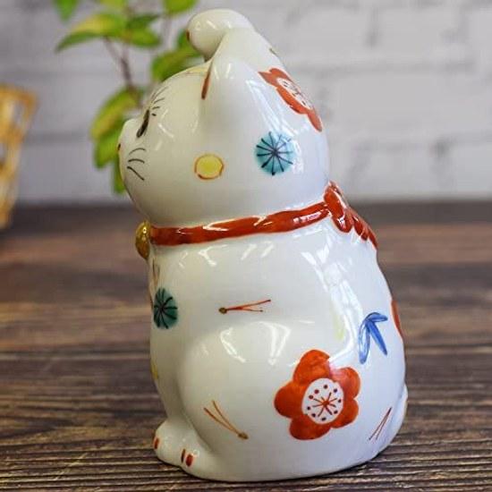 Waza no Kura stylish lucky charm ornament Kutani ware right hand beckoning cat pine bamboo plum store opening celebration house kanreki koki kiju feng