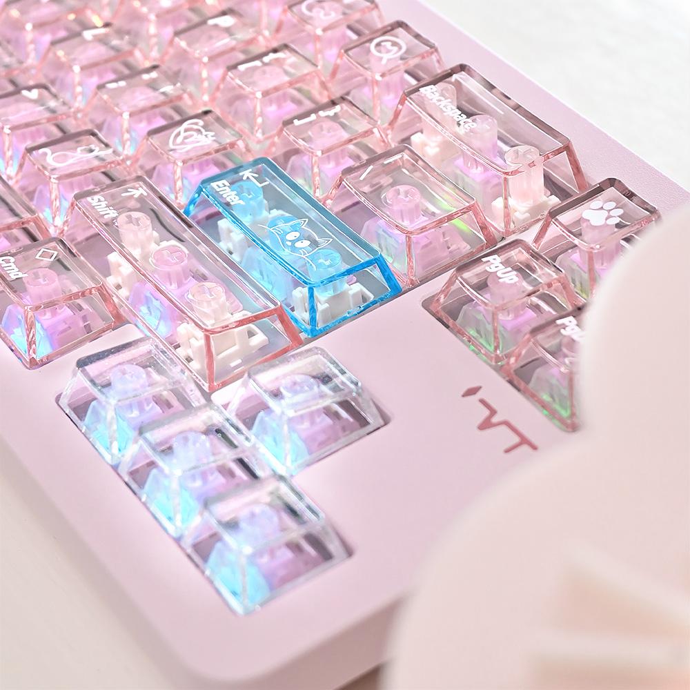 Pc Pink Transparent Keycap Cherry 170 Key Mechanical Keyboard Keycap 75/87 Arrangement Night Devil K81