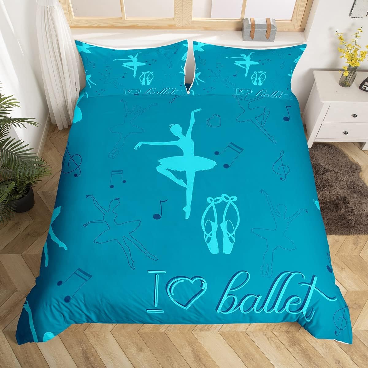

Cartoon Ballet Girl Duvet Cover Twin Queen Size Sport Theme Bedding Set Soft Microfiber Dancer Comforter Cover With 2 Pillowcase AU Single(140x210cm)