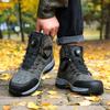 Rubber Soles Non-slip Work Boots for Men Rotating Button Safety Shoes Steel Toe Sneaker Male Puncture Proof Protective Boots