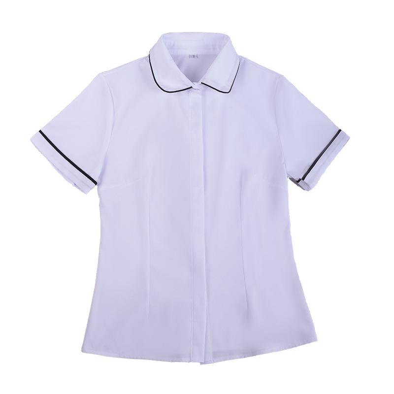 Women's Slim Fit Korean Style Short Sleeve White Shirt for Professional Summer Wear