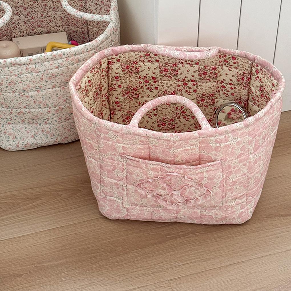 Pastoral Style Fabric Storage Basket Stackable Washable Sundries Storage Organizer Foldable Underwear Debris Organizing Frame