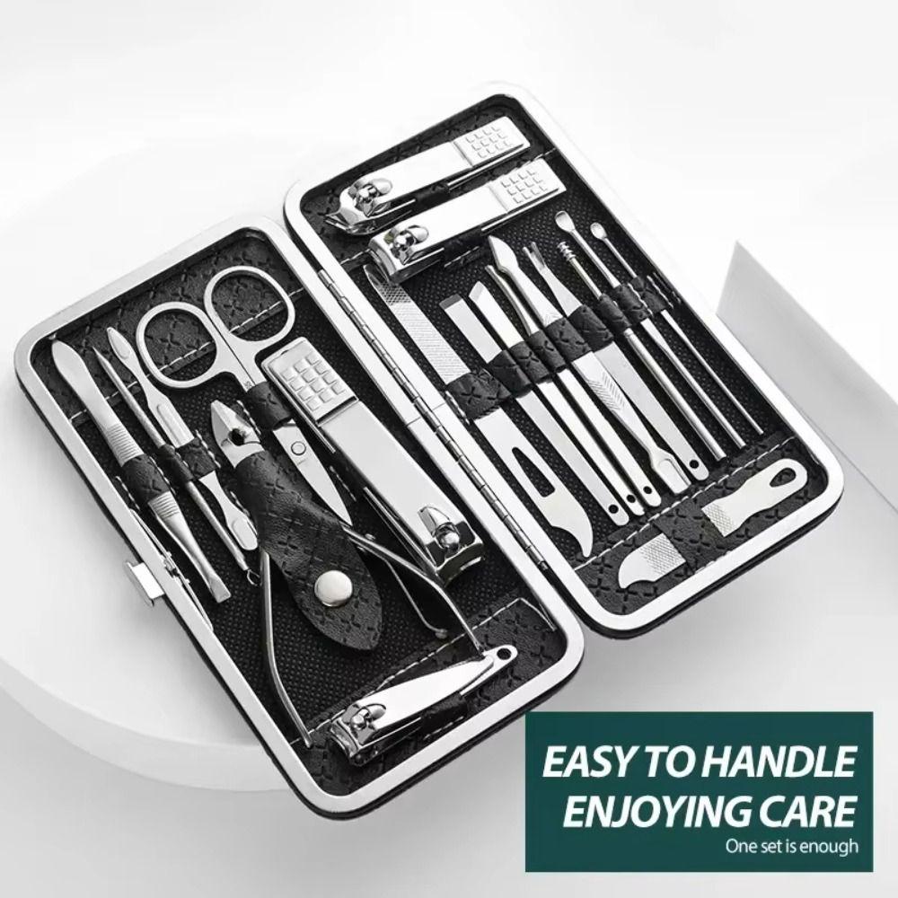 19Pcs Home Nail Clippers Set Foot Trimming Nail Care Kit Fashion Nail Sanding Tool  Men/Women