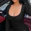 Women's Fashion Colour Slim Fit Long Sleeve Jumpsuit