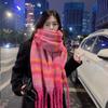 Red Plaid Scarf Female Christmas Winter Korean Atmosphere Scarf Autumn and Winter Warm with Coat Versatile Send Girlfriend