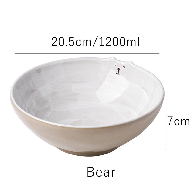 8 Inch Ceramic Ramen Bowl Hand-painted Animal Noodle Soup Bowl Salad Mixing Bowl Microwave Safe Dinnerware 1200ML