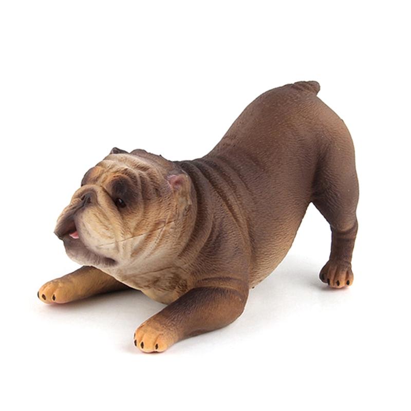 Realistic Puppy Bulldog Figurine Statue Sculpture Model for Dog Lover Collection