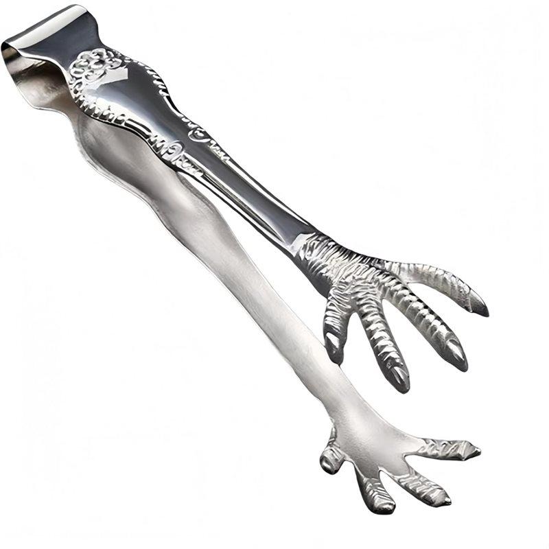 

SHGO-Secure Grip Cooking Tongs Stainless Steel For Chicken Feet Ice Turkey Multi Use Fire Grilling Forging Serving Tool срібний