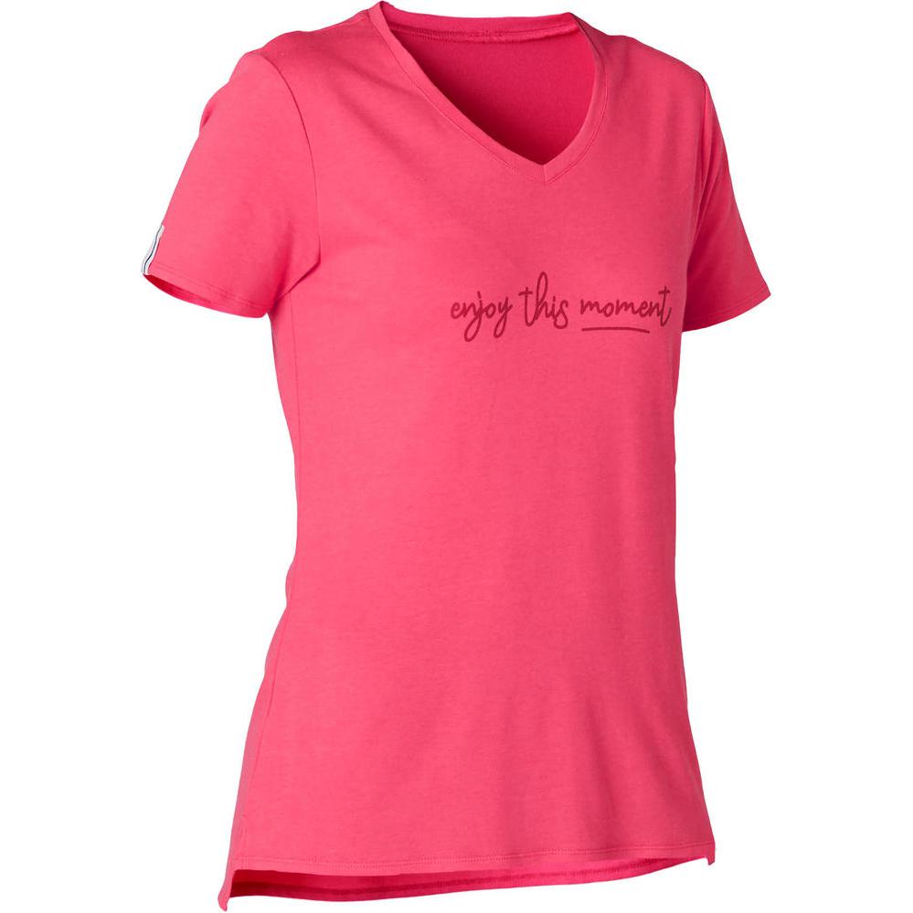 

DECATHLON Comfortable V-Neck Pullover Moisture-wicking Short Sleeve T-Shirt Women s Highlighter 2XS неон розовый