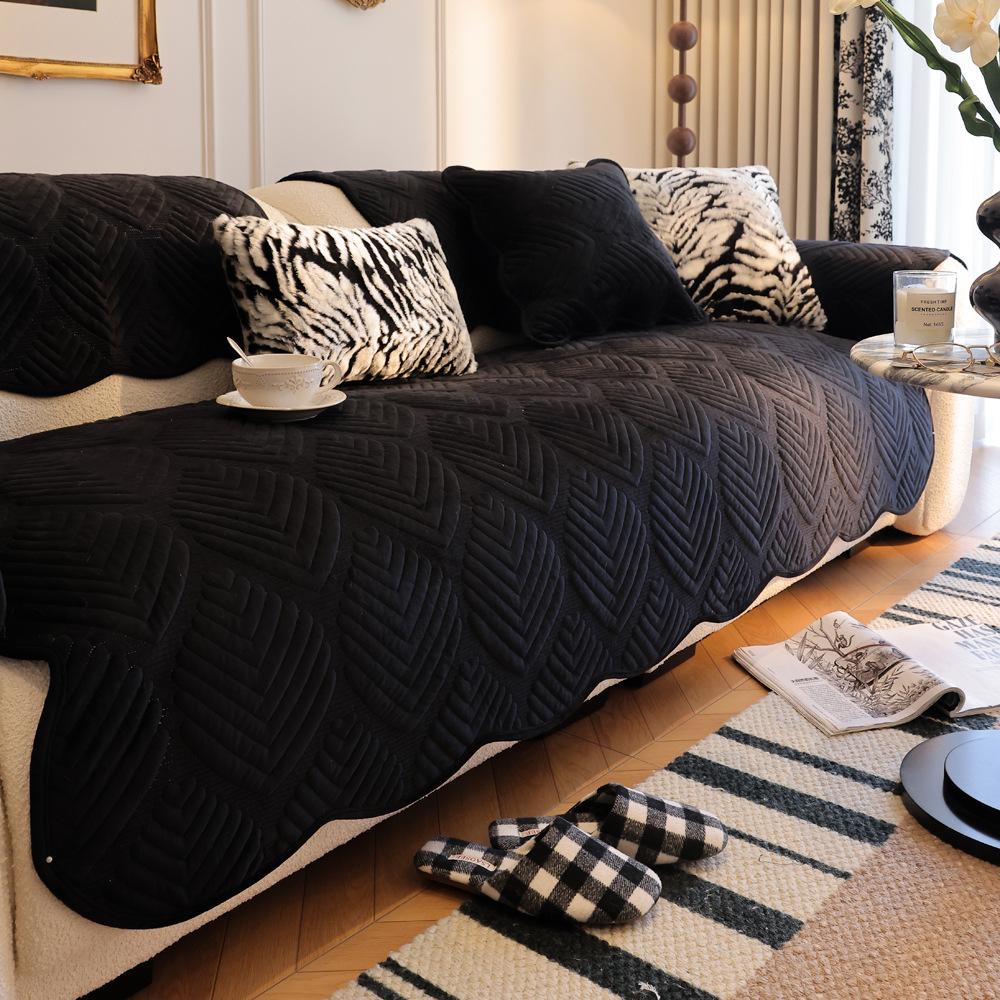 Cross-Border New Milk Fleece Quilted Sofa Cushion Plush Autumn And Winter Sofa Cover Sofa Towel Cover Cloth Seat Cushion