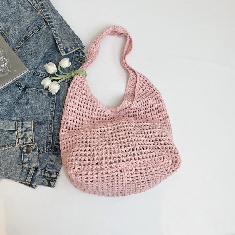 Borsa a Spalla Trendy Dolce all'Uncinetto con Ciondolo Tulipano Borsa a Mano Vuota per il Tempo Libero, la Spiaggia, le Vacanze da Donna Borse a Shopper Intrecciate KTB