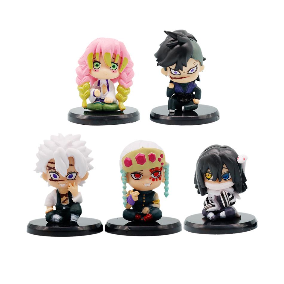 

5Pcs Q Version Demon Slayer Toy Set - Sitting Ghost Dolls Of Tanjiro Nishikata Inosuke Zenitsu Pvc Figurines Collectible Gifts (As shown-25284)-