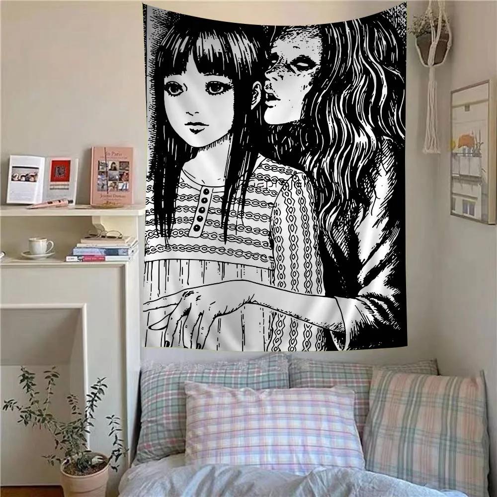Japan Anime JJunji Ito Anime Wandteppich Günstiger Hippie Wandbehang Böhmische Wandteppiche Mandala Heimdekoration