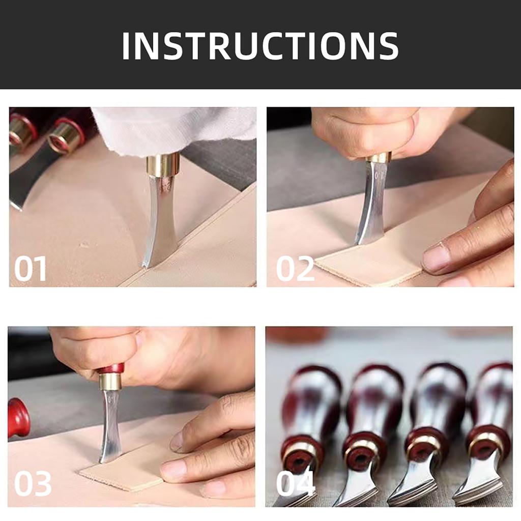 4 Pcs 1.0/1.5/2.0/2.5mm Leather Edges Creaser Leather Edges Tool Leather Edges Crafting Tool with Handle for Craft