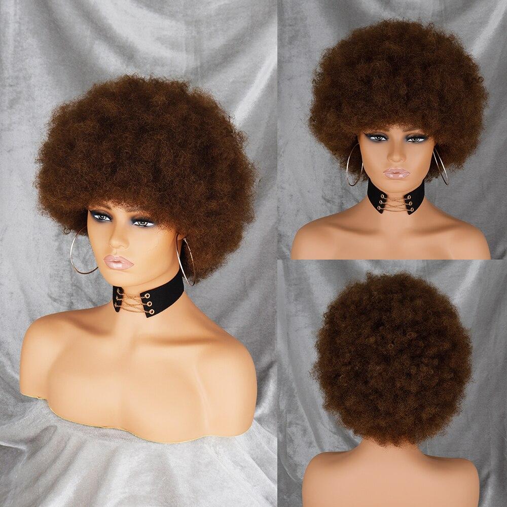 XINRAN Afro-Perücke für Damen, kurz, verworren, lockig, flauschig, Kunstfaser, kurz, halb schwarz, halb weiß, für den Alltag