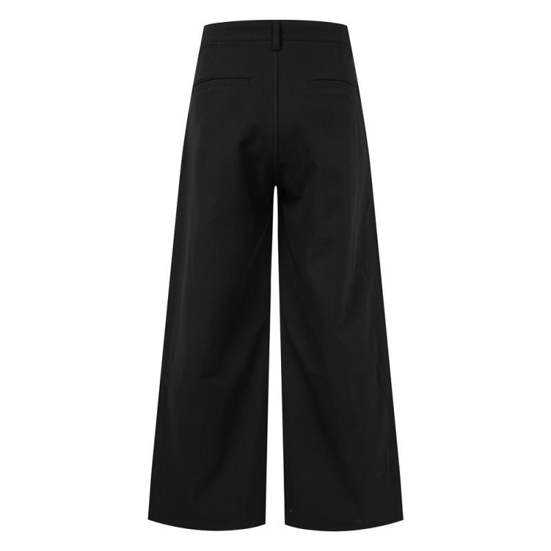 Mens Wide Leg Relaxed Fit Pleated Casual Trousers Pure Color Breathable Synthetic Blend Streetwear Style