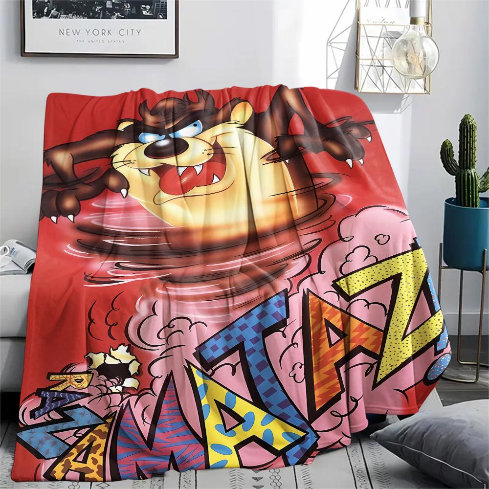 1 ks Flanelová deka s potiskem Tasmánského ďábla, Vysoce kvalitní, Pro všechna roční období, Domácí dekorace, Teplo a pohodlí, Perfektní jako vánoční dárky