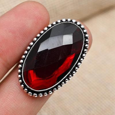 Red Garnet Gemstone Handmade 925 Sterling Silver Jewelry Fantastic Ring For Women
