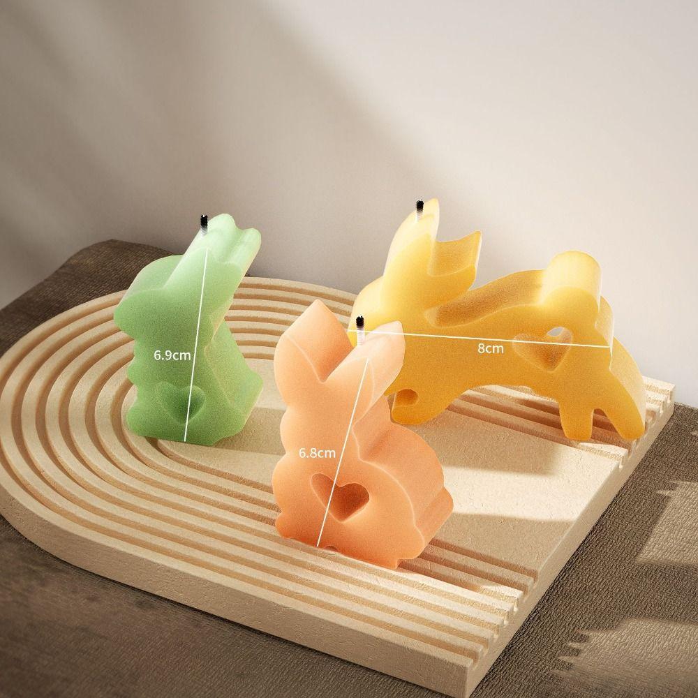 Standing Heart Bunny Candle Mold 7 Hole Bunny Cake Mold  Home Table Ornament