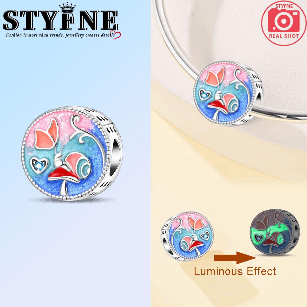 Copper Luminous Fairy Tales Dreamy Mushroom Forest Charms Beads Pendant For Original Bracelet Woman Girl Jewelry