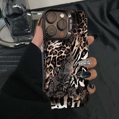Snake Skin Leopard Print Phone Case for Apple XS/78, 13, 14, 15, 16, 17 Pro Max - Premium & Trendy.