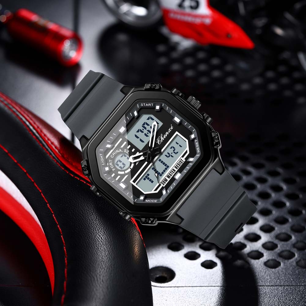 CHENXI New Men's Multifunction Watch Quartz Electronic Men's Square Watch Waterproof Sports Watch for Men relojes para hombres