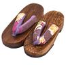 Geta for Burnt Paulownia Geta with Japanese Pattern Straps for Girls [KYOETSU] Kids, (19.5cm, G19)